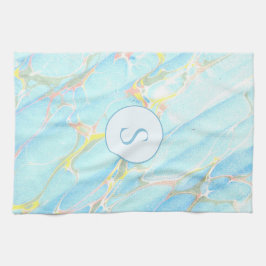 Blauw Gouden Gedrukte Marmer Patroon Aangepaste Mo Theedoek
