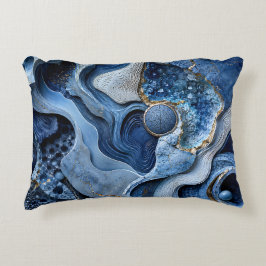 Blauw Gouden Geode Abstract Worp Kussen | Luxe Kun