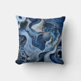 Blauw Gouden Geode Abstract Worp Kussen | Luxe Kun