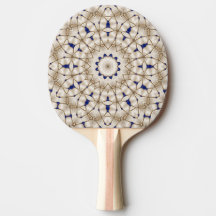 Blauw Gouden Geometrisch Bloemendesign Pingpongbat