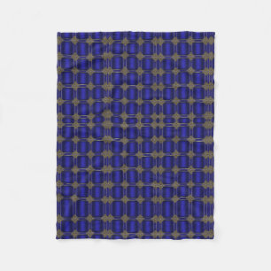 Blauw Gouden Geometrisch Raster Dekbed van Fleece Deken