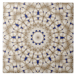 Blauw Gouden Geometrische Bloem Keramische Tegel Tegeltje