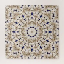Blauw Gouden Geometrische Bloemige Legpuzzel