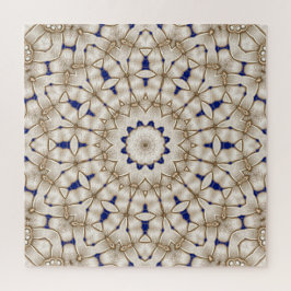 Blauw Gouden Geometrische Bloemige Legpuzzel