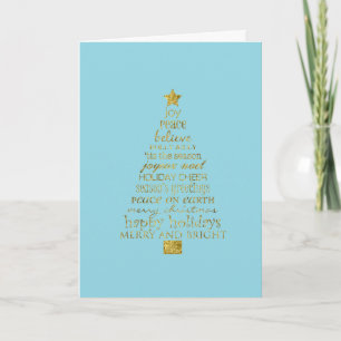 Blauw Gouden Glitter Inspiratie Kerstboom Kaart