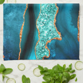 Blauw Gouden Glitter Keukendoek Theedoek (Gevouwen)