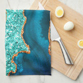 Blauw Gouden Glitter Keukendoek Theedoek (Quarter Fold)