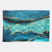 Blauw Gouden Glitter Keukendoek Theedoek (Horizontaal)