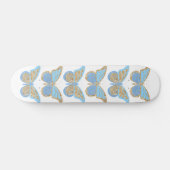 Blauw Gouden Glitter Vlinders Persoonlijk Skateboard (Horizontaal)