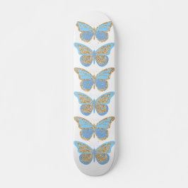 Blauw Gouden Glitter Vlinders Persoonlijk Skateboard