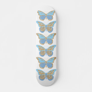 Blauw Gouden Glitter Vlinders Persoonlijk Skateboard