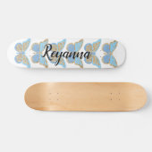 Blauw Gouden Glitter Vlinders Persoonlijk Skateboard (Horizontaal)