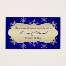 Blauw, Gouden Glitterij Sneeuwvlokken Bruiloft Fav Visitekaartje
