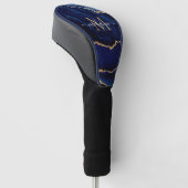 Blauw Gouden Golf Head Cover Aangepaste Naam en Le (Schuin)