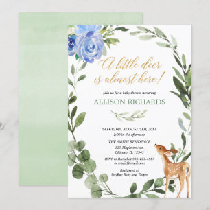 Blauw gouden groen kleine herten jongen baby showe kaart