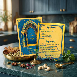 Blauw Gouden Groente Biryani Indisch Recept Kaart