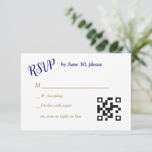 Blauw Gouden Harten Christelijk Cross Bruiloft RSV RSVP Kaartje (Staand voorkant)