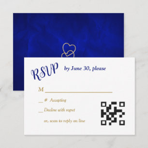 Blauw Gouden Harten Christelijk Cross Bruiloft RSV RSVP Kaartje