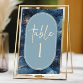 Blauw Gouden Hemelse Elegante Sterrenhemel Bruilof Kaart