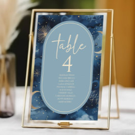 Blauw Gouden Hemelse Elegante Sterrenhemel Bruilof Kaart