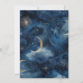 Blauw Gouden Hemelse Sterrenhemel Bruiloftsdouche Kaart (Achterkant)