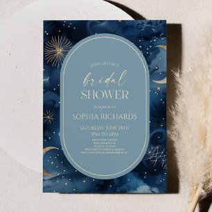 Blauw Gouden Hemelse Sterrenhemel Bruiloftsdouche Kaart