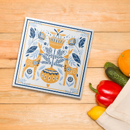 Blauw gouden herten hygge patroon tegeltje