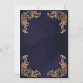 Blauw  Gouden Hoek Islamitische Moslim Bruiloft Kaart (Achterkant)