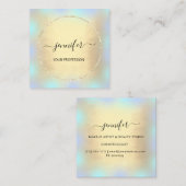 Blauw gouden holograaf Professional Makeup Glitter Vierkante Visitekaartje (Voorkant / Achterkant)