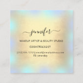 Blauw gouden holograaf Professional Makeup Glitter Vierkante Visitekaartje (Achterkant)