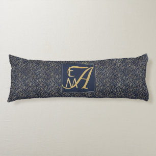 Blauw Gouden Huwelijk Monogram Decoratie Lichaamskussen