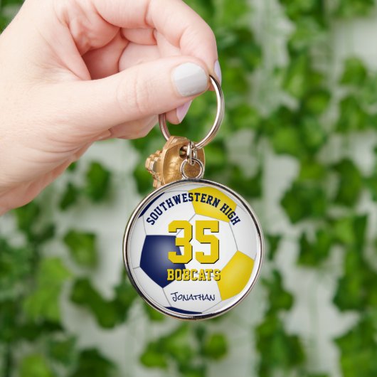 blauw gouden jongens noemen jersey nummer voetbal sleutelhanger (Hand)