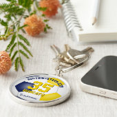 blauw gouden jongens noemen jersey nummer voetbal sleutelhanger (Zijkant)