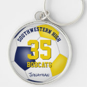 blauw gouden jongens noemen jersey nummer voetbal sleutelhanger (Voorkant)