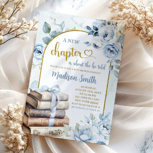 Blauw Gouden Jongens Verhalenboek Thema Baby Showe Kaart