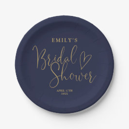 Blauw Gouden Kalligrafie Bruidsdouche Papieren Bordje
