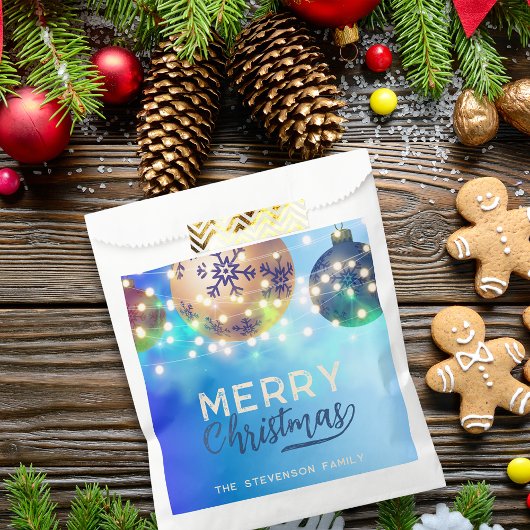 Blauw Gouden Kerstbal Slingerlicht Kerstversiering Bedankzakje