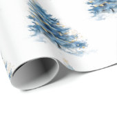 Blauw gouden kerstbomen cadeaupapier (Rol Hoek)