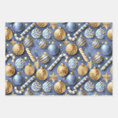 Blauw Gouden Kerstmispatronen #12#24#27 ID1009 Inpakpapier Vel (Voorkant 2)