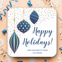 Blauw Gouden Kerstversiering en Stippen Vakantie