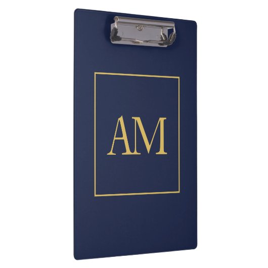 Blauw Gouden Kleuren Monogram Initiaal Letters Klembord (Rechts)
