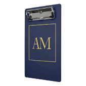 Blauw Gouden Kleuren Monogram Initiaal Letters Mini Klembord (Angled2)
