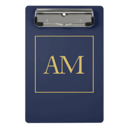 Blauw Gouden Kleuren Monogram Initiaal Letters Mini Klembord