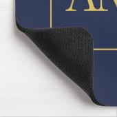 Blauw Gouden Kleuren Monogram Initiaal Letters Muismat (Hoek)