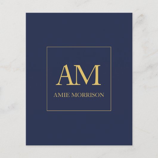 Blauw Gouden Kleuren Monogram Initiaal Letters Naa Flyer (Voorkant)