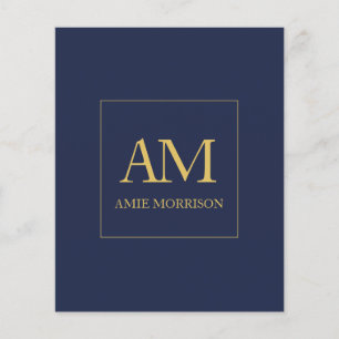 Blauw Gouden Kleuren Monogram Initiaal Letters Naa Flyer