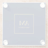 Blauw Gouden Kleuren Monogram Initiaal Letters Naa Glazen Onderzetter (Achterkant)