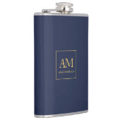 Blauw Gouden Kleuren Monogram Initiaal Letters Naa Heupfles (Rechts)