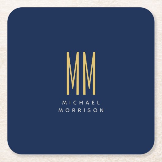 Blauw Gouden Kleuren Monogram Initiaal Letters Naa Kartonnen Onderzetters (Voorkant)