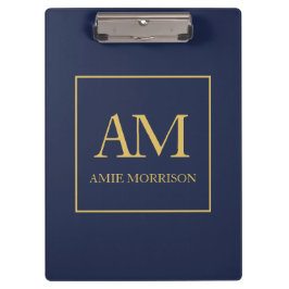 Blauw Gouden Kleuren Monogram Initiaal Letters Naa Klembord